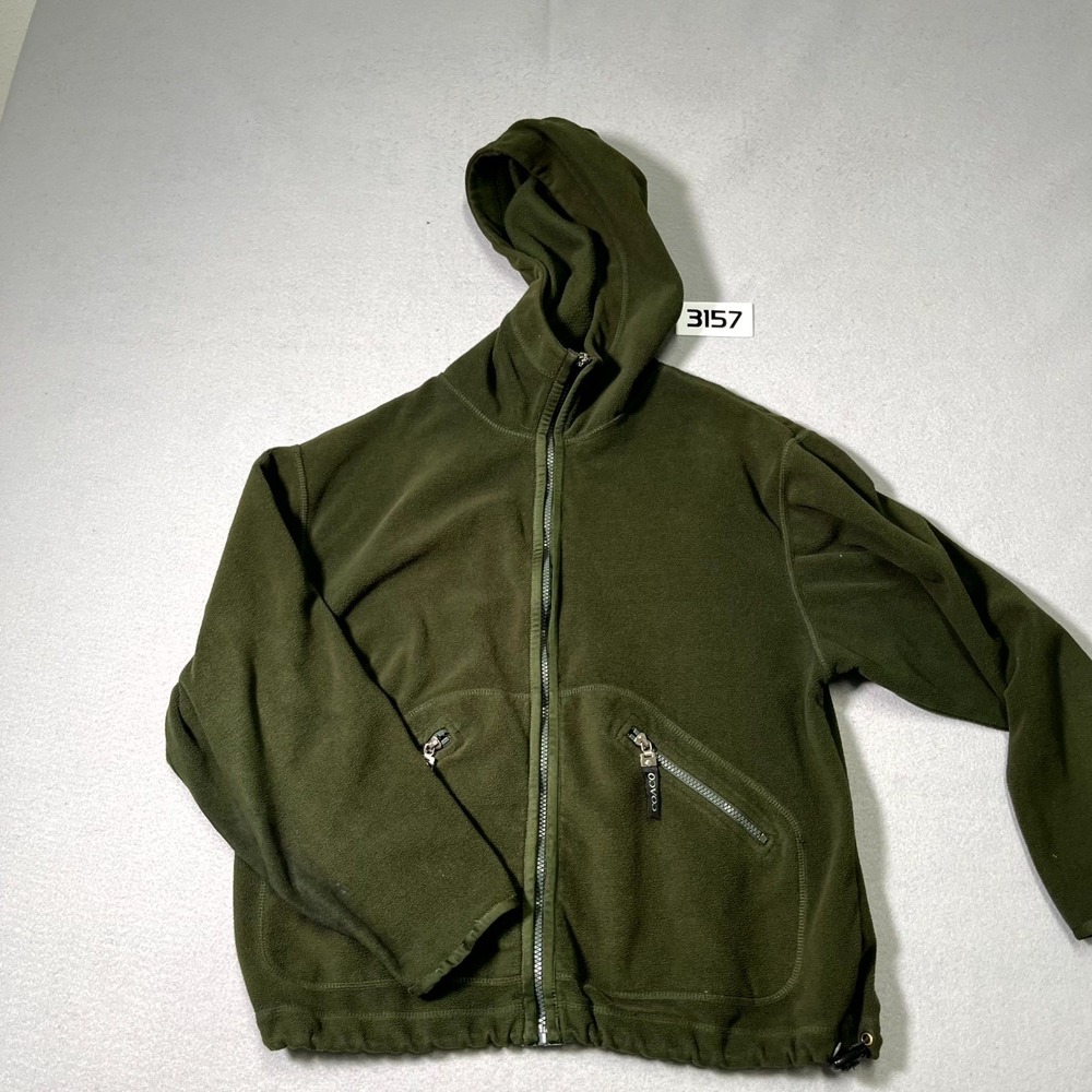 Coaco New York Hoodie Mens Small Olive Green Fleece Full Zip Hooded Drawcord Hem